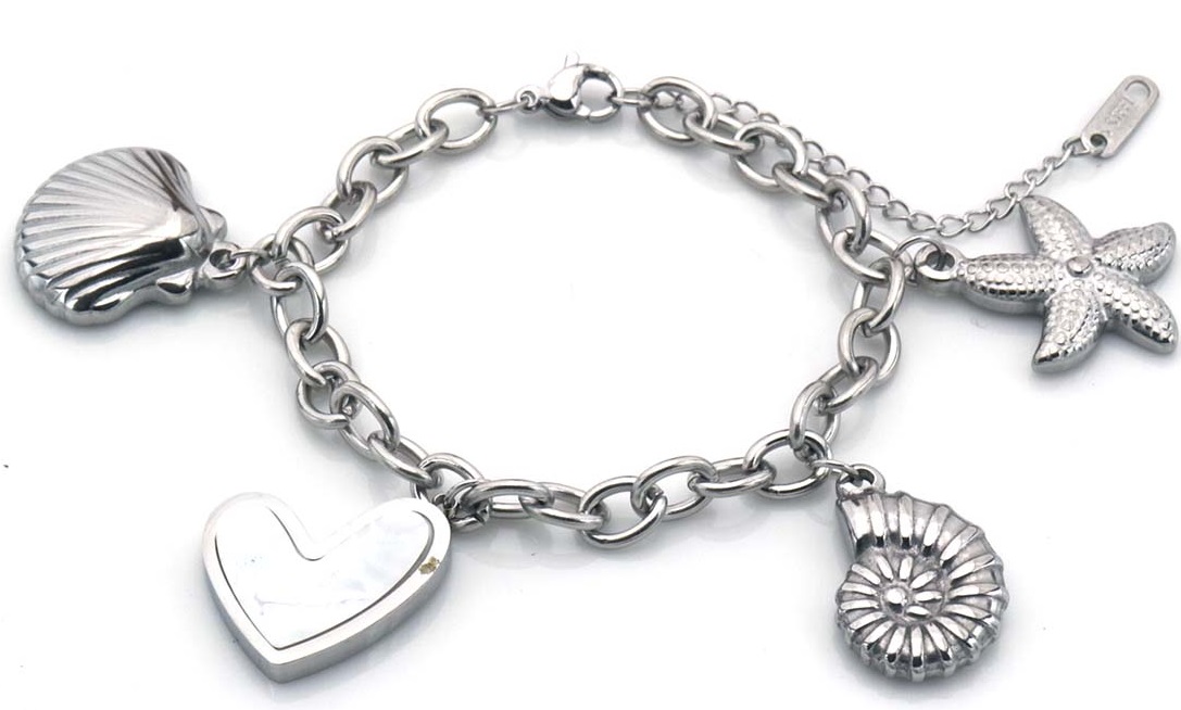 B-F22.1 B2503-006S S. Steel Bracelet XL Charms