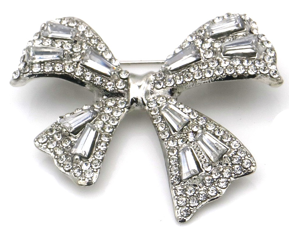 B-A2.2 P2605-121 Brooch Bow Crystals 4.5cm