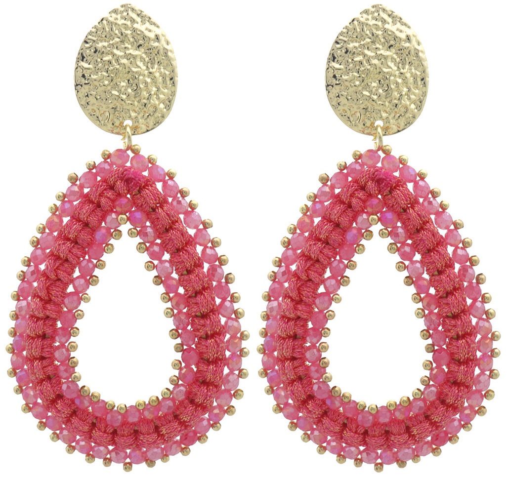 B-E14.2 E007-061-3 Earrings Faceted Glass 8x4.5cm