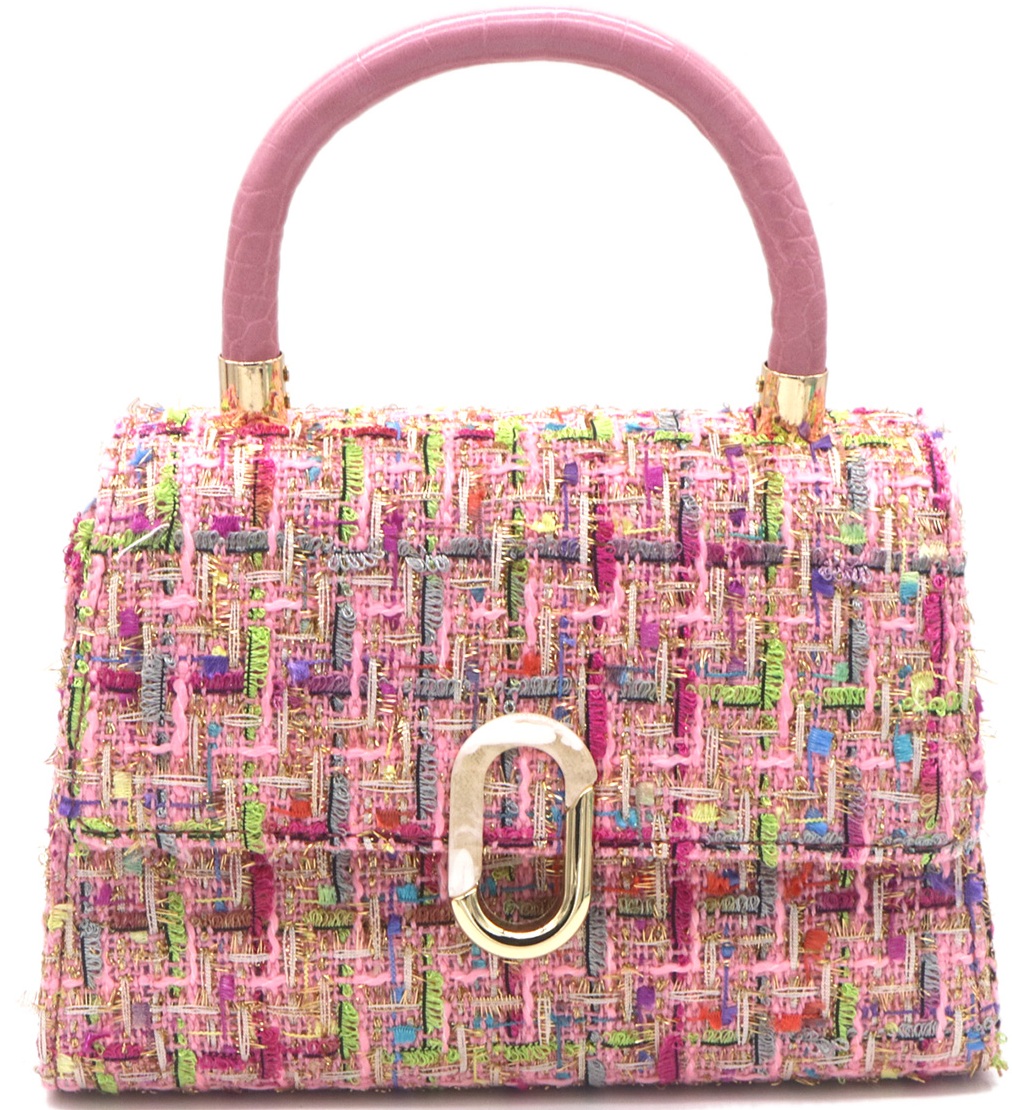 Q-M8.2  BAG1020-001-5 PU with Fabric Bag 21x16x8cm Pink