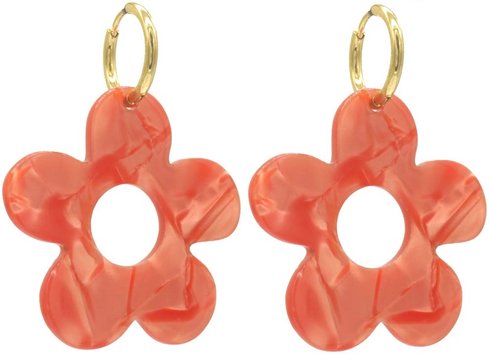 F-B7.3 E221-530 No. 2 S. Steel Earrings Flower 5cm