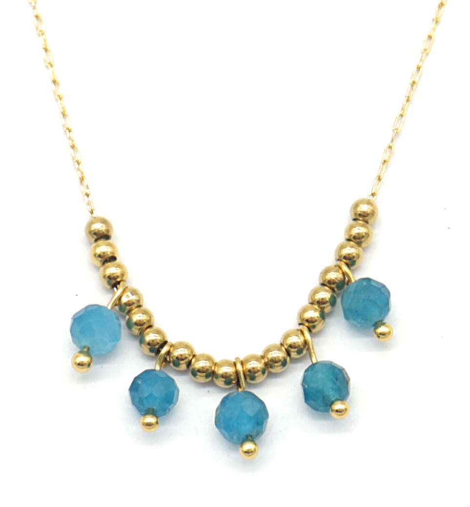 F-B15.2 N031-018G S. Steel Necklace Stones