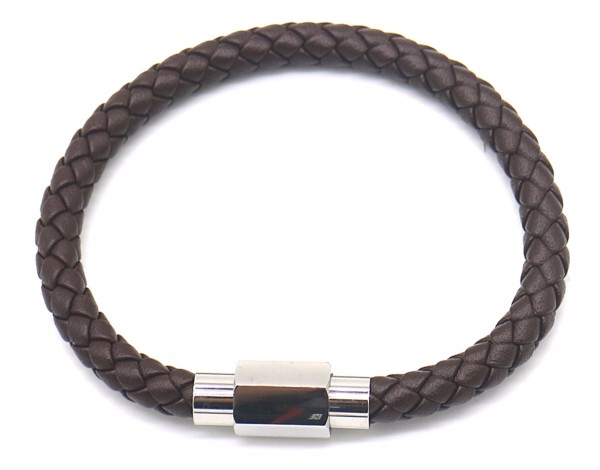 C-A24.1  B1643-001 Leather with S. Steel Bracelet Brown 21cm
