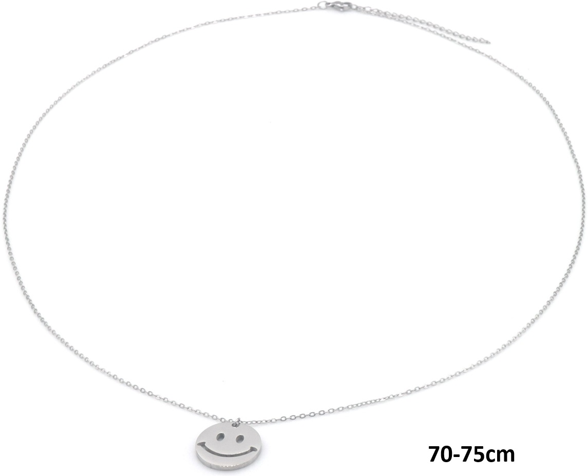 F-B7.3 N2556-059S Long S. Steel Necklace Smiley 70-75cm