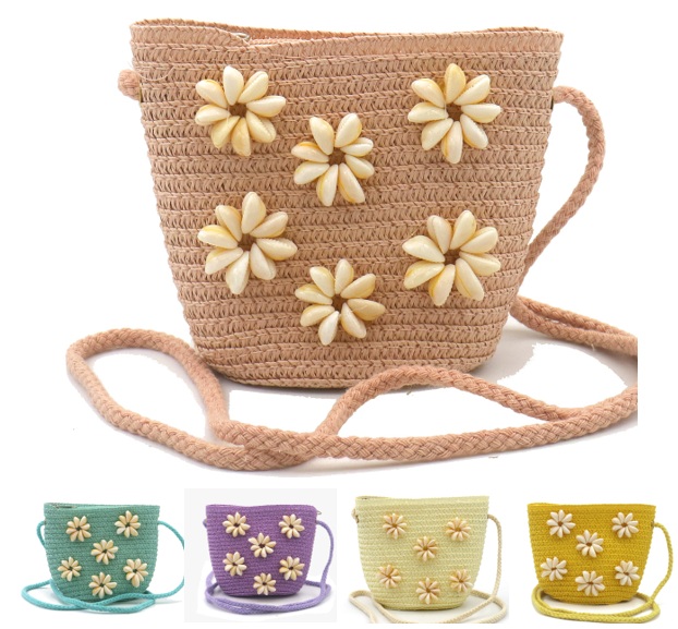 Y-C5.3 BAG1159-001 Woven Bag Shells 12.5x14.5cm - Mixed Colors - 1pc
