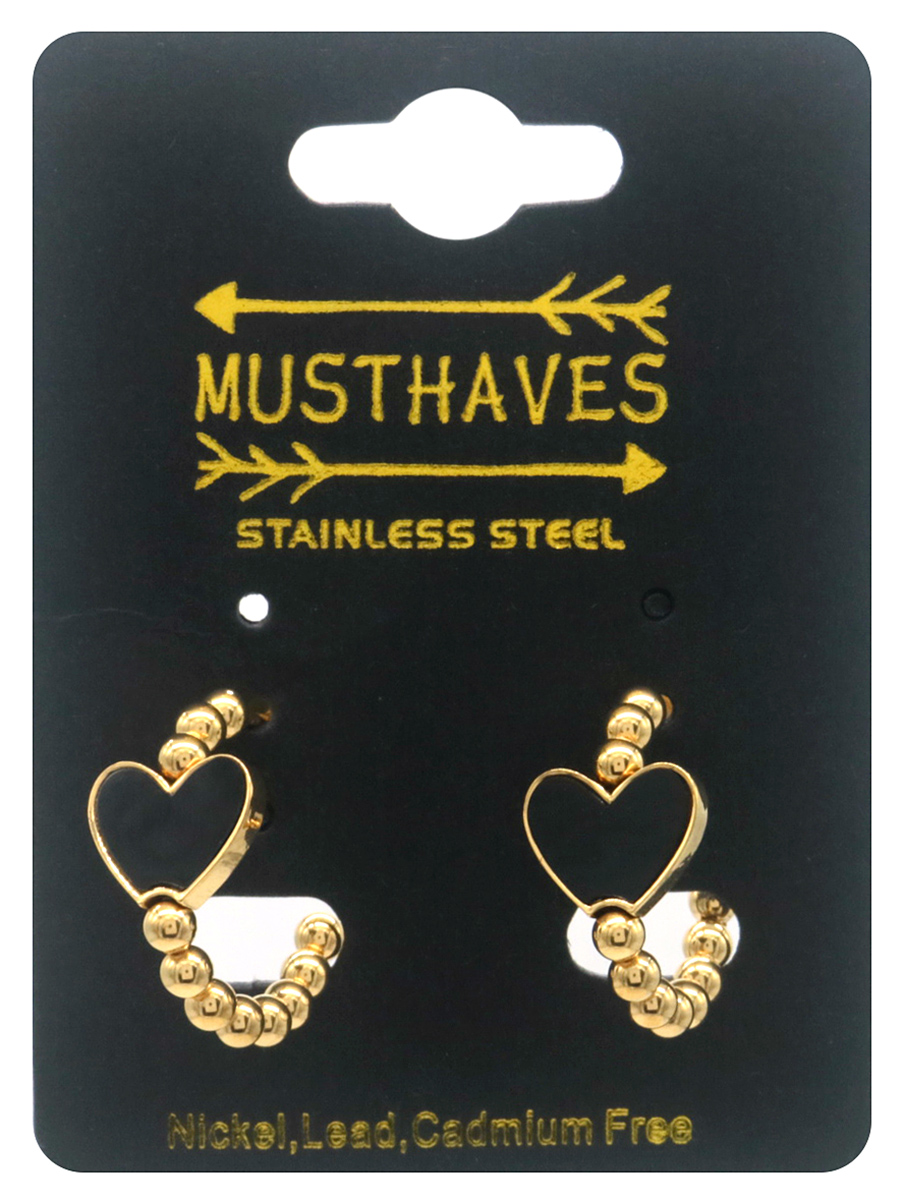 F-A17.1 E2583-059G-2 S. Steel Earrings Heart Black 2cm