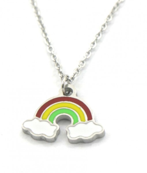 H-E21.2 N221-311S S. Steel Kids Necklace 15mm Rainbow 35-41cm