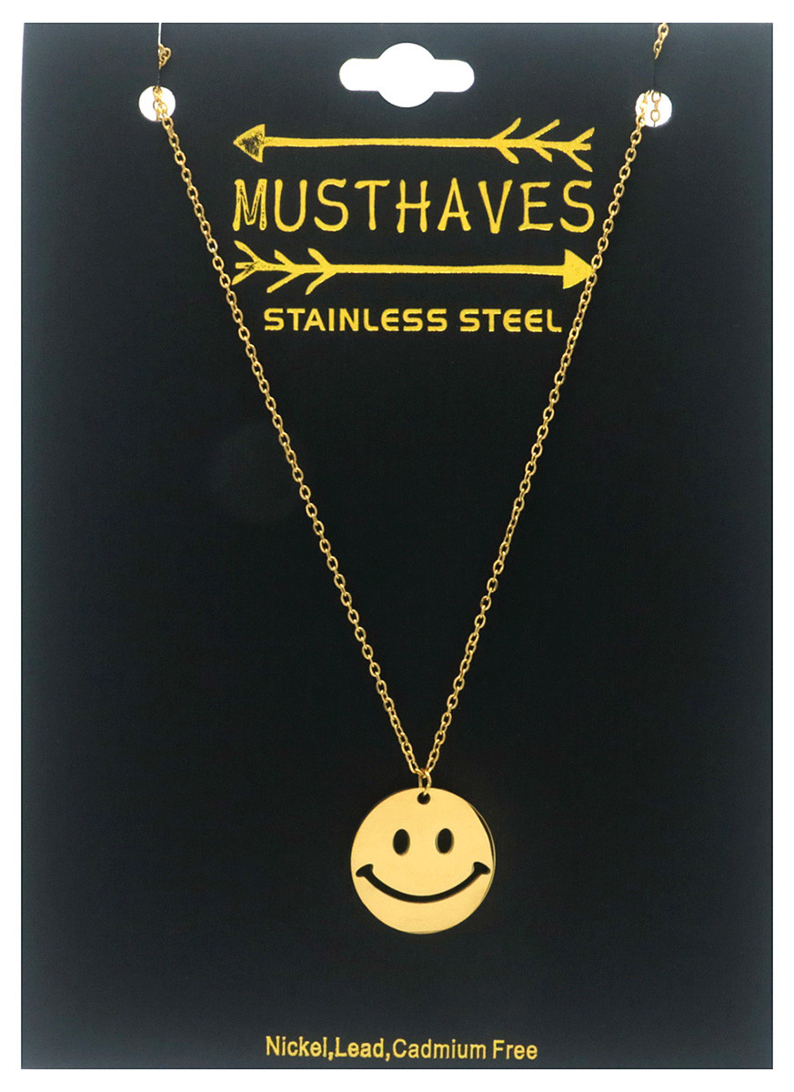 F-B20.4 N2556-059G Long S. Steel Necklace Smiley 70-75cm