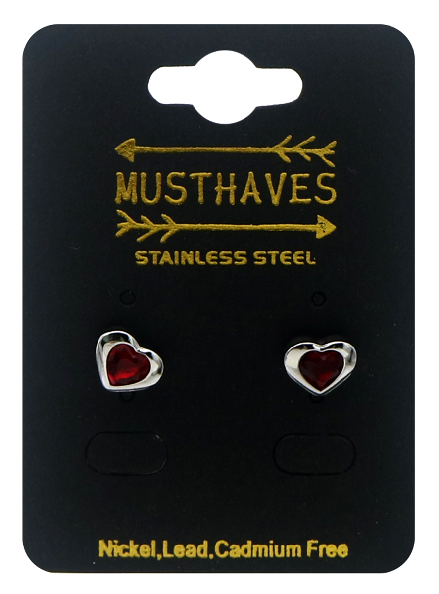 F-D19.2 E1141-005S-2 S. Steel Studs Heart Crystal 8mm