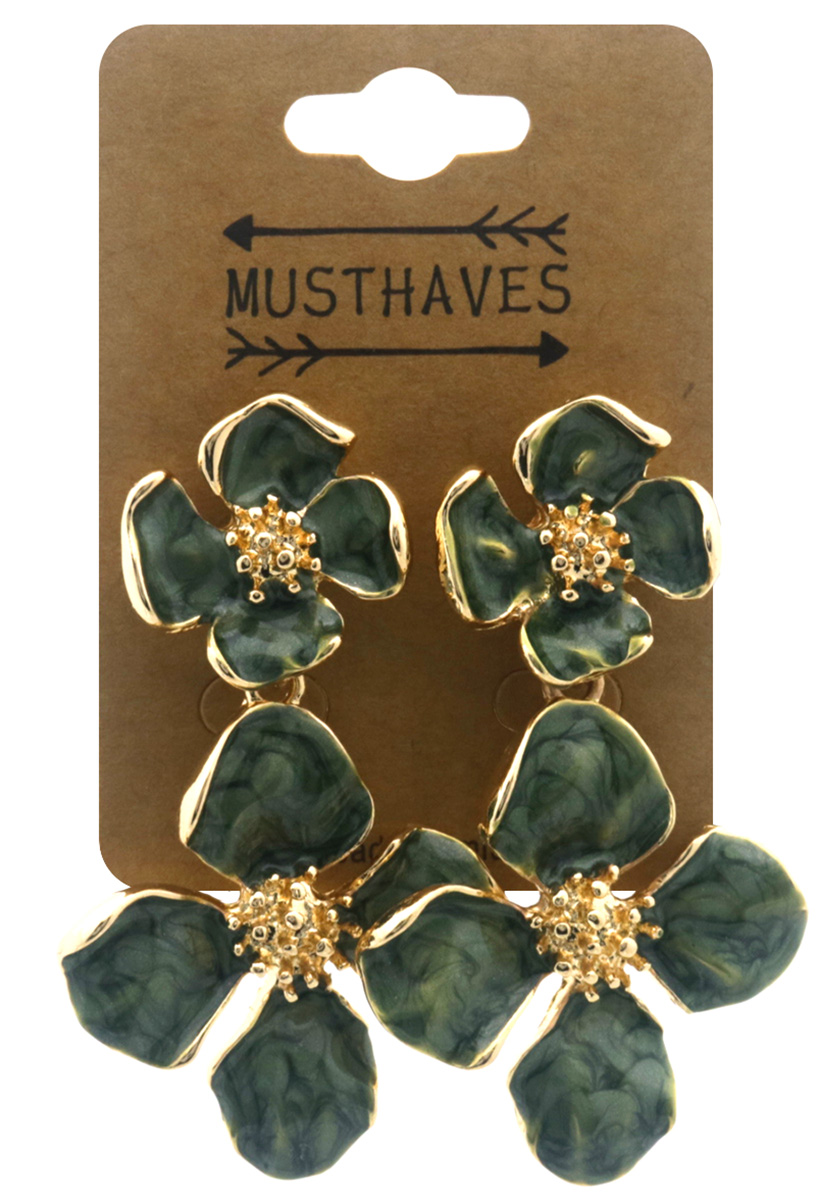 H-F18.2  E2522-007 Fashion Earrings Flower 6x3.5cm