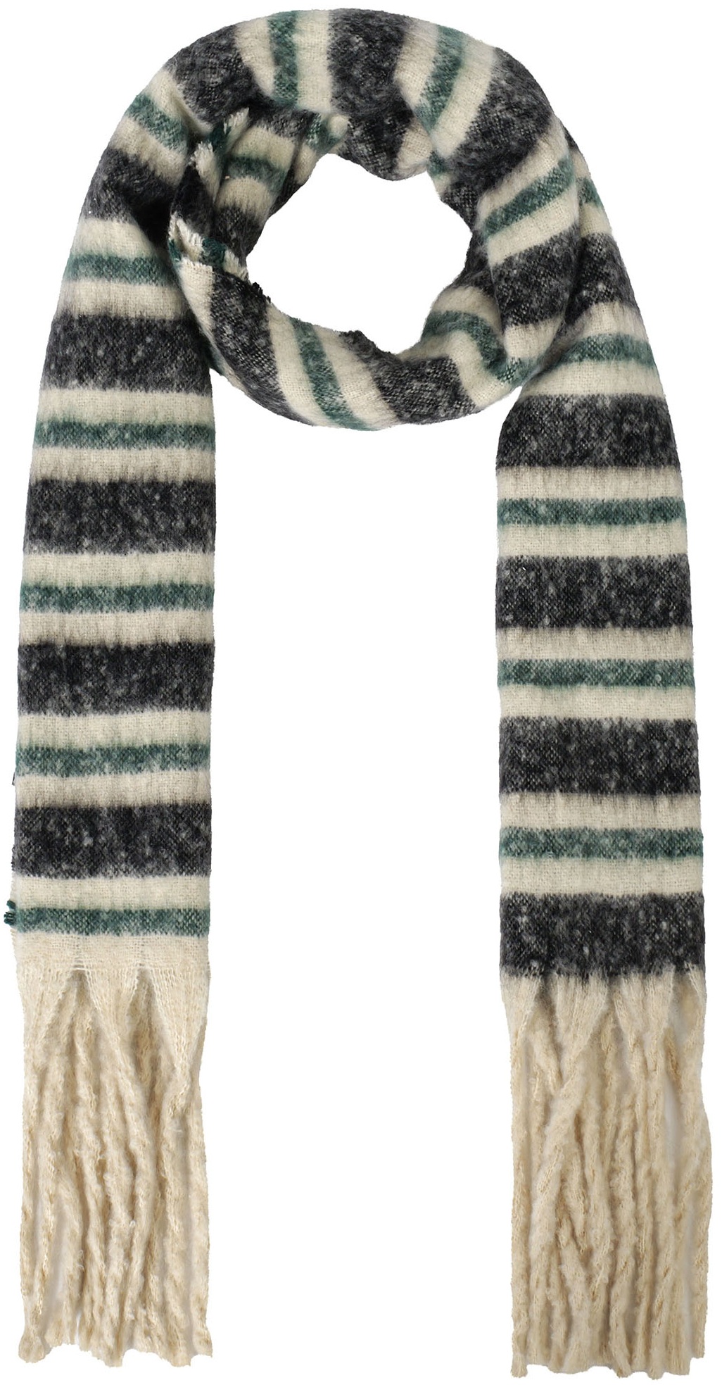 T-N6.1 SCARF1107-042-1 Winter Scarf Stripes 190x40cm Black-Green