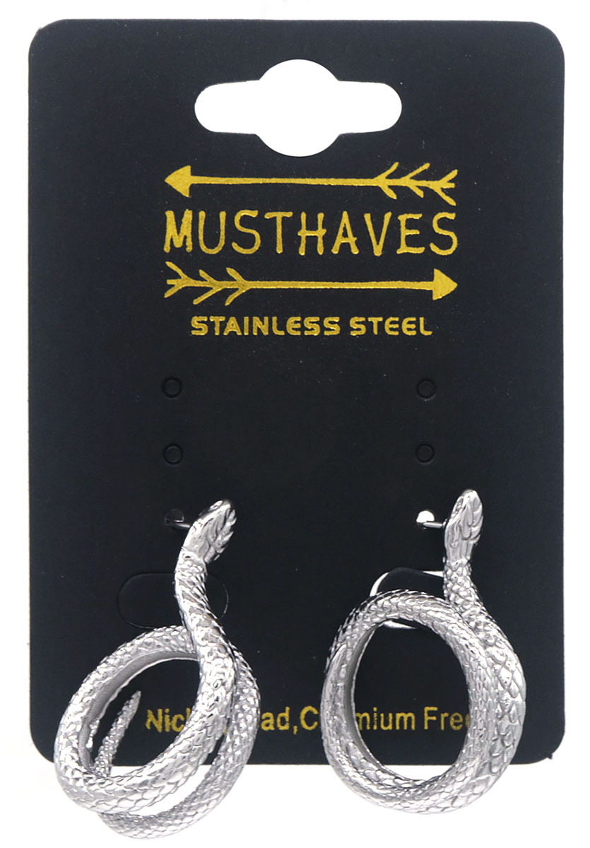 F-C5.1 E126-089S S. Steel Earrings Snake 3cm