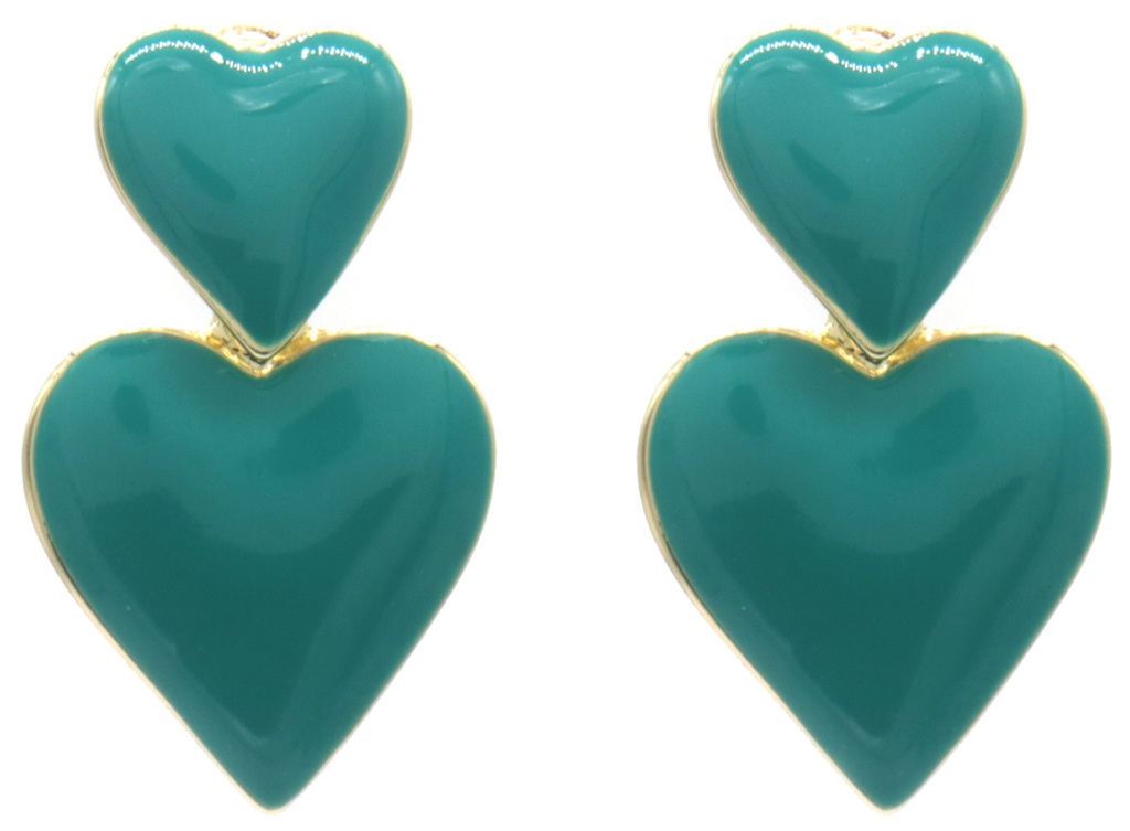 B-D3.1 E2591-080-3 Fashion Earrings Hearts 3.5cm Green