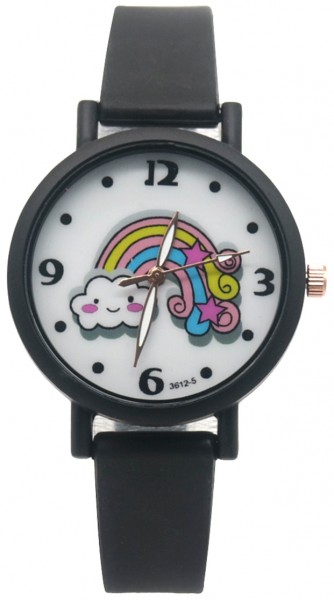 A-D20.5  W002-005 Kids Watch Rainbow  33mm Black