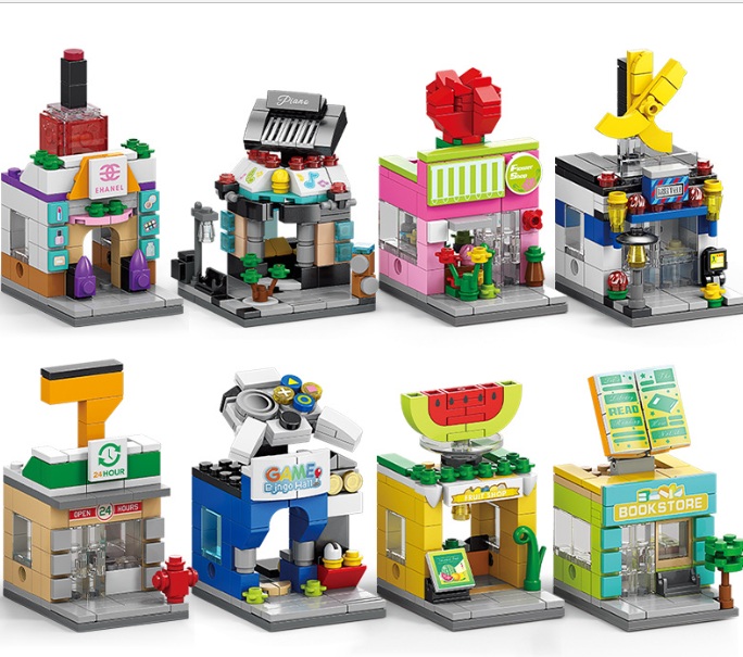 Z-F3.3 TOY8974 Building Blocks Set Crea Street in Display - 8pcs