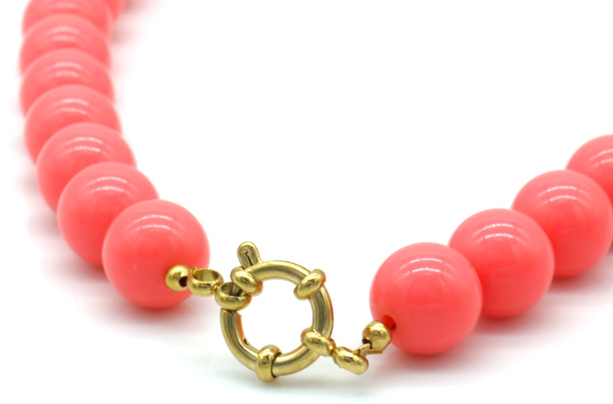 F-A1.2  N1036-015-1 Necklace 12mm Beads S. Steel Lock 45cm