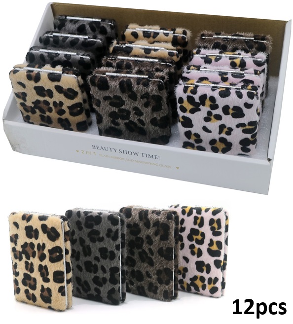 Q-B3.1 MIRROR929-001 Cosmetic Mirror 8.5x6cm Leopard - 12pcs