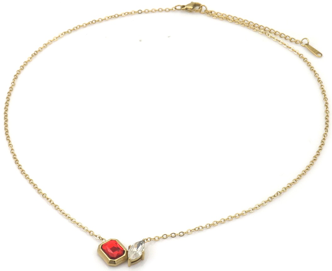 A-B3.1 N25106-045G S. Steel Necklace Crystals 40-45cm