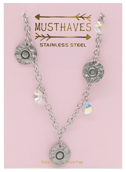 G-E7.5 N2053-002 S. Steel Necklace Coins 36-39cm For Kids