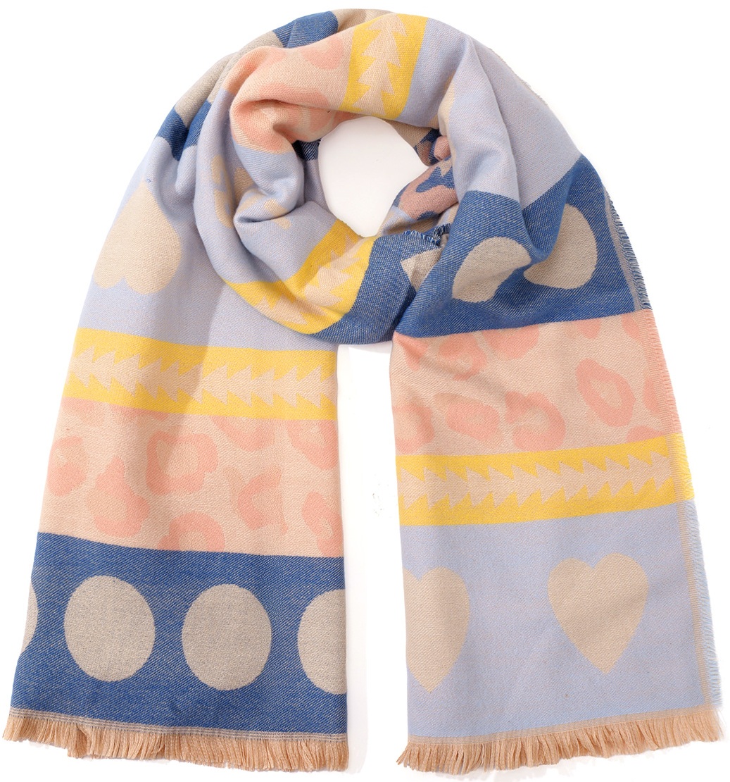 Q-B7.2 SCARF1008-001-1 Scarf Leopard - Hearts 180x70cm Q-B7.2 SCARF1008-001-1 Scarf Leopard - Hearts 180x70cm