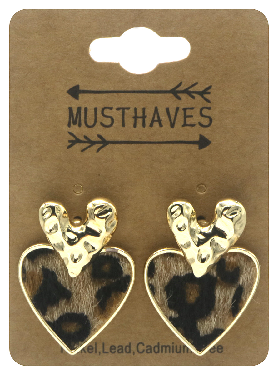A-B5.5 E2591-082 Fashion Earrings Heart 3cm Leopard