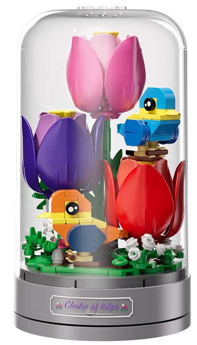 Z-C3.2  M01-4 Building Blocks Rotating Music Box 19.1x10.9cm - Tulips