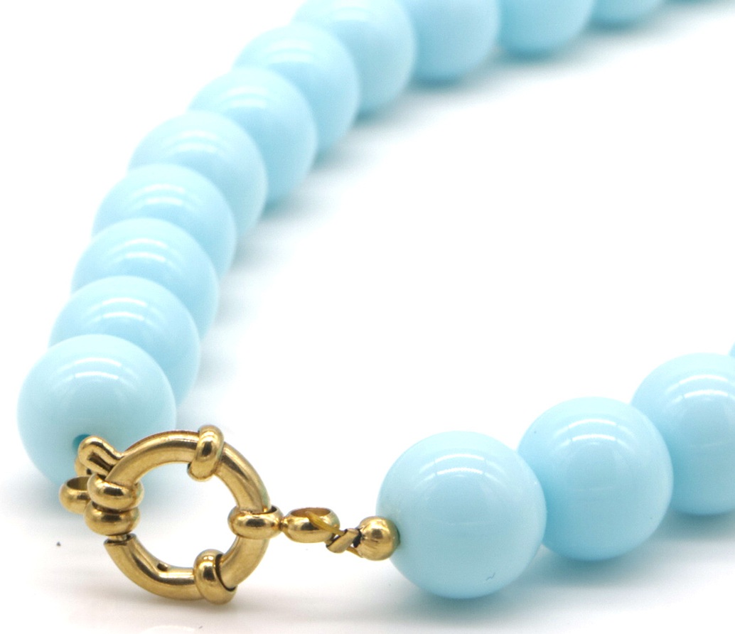 F-D15.2 N1036-015-6 Necklace 12mm Beads S. Steel Lock 45cm