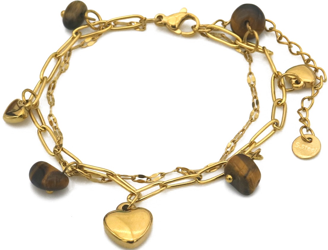 B-B20.2  B2583-032G-3 S. Steel Bracelet Hearts - Stones 16-21cm 