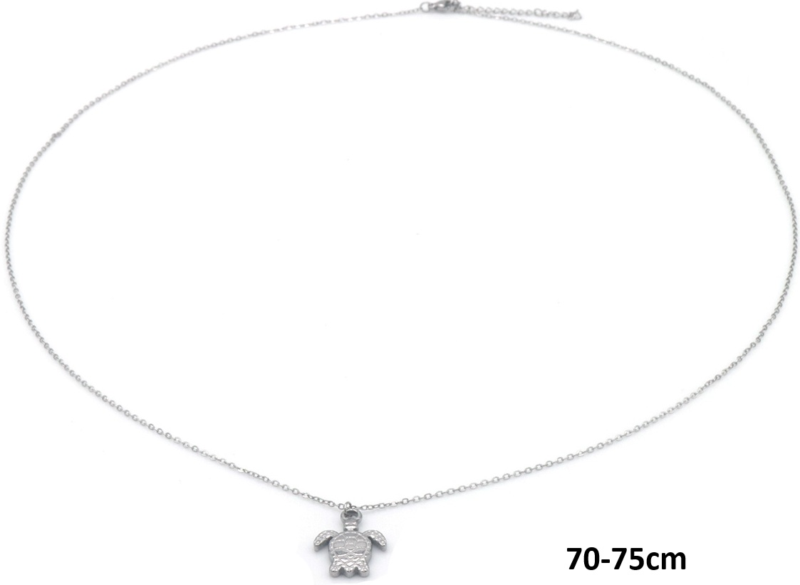 A-A17.1 N2556-004S-2 Long S. Steel Necklace Turtle 70-75cm