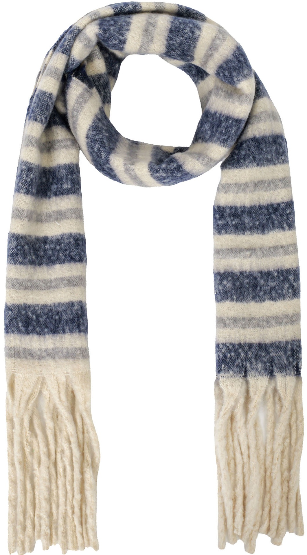 Q-O6.1 SCARF1107-042-3 Winter Scarf Stripes 190x40cm Blue