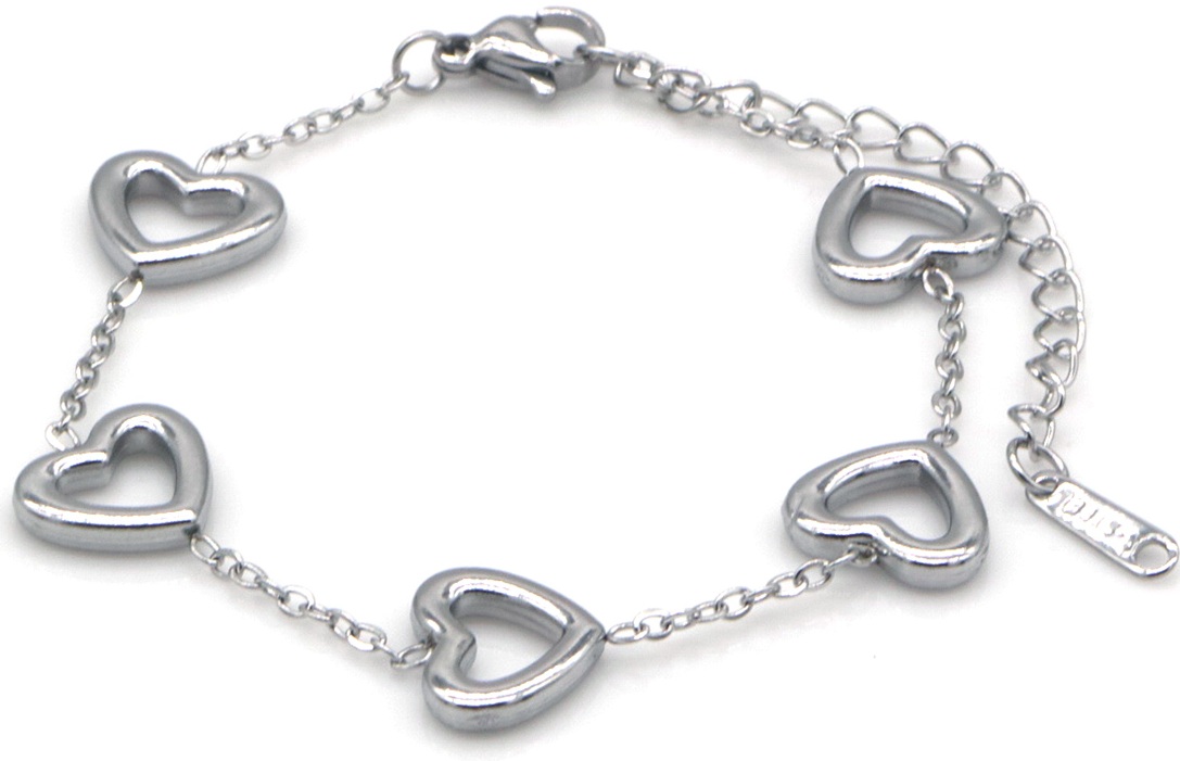 C-B18.4 B2583-008S S. Steel Bracelet Hearts 16-21cm