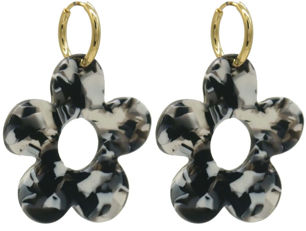 F-A4.5 E221-530 No. 10. S. Steel Earrings Flower 5cm