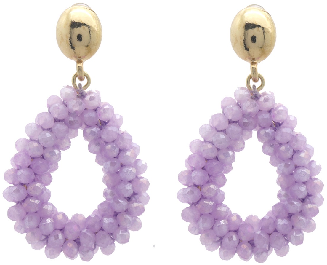 G-B25.1 E007-058-3 Faceted Glass Earrings 4.5x2.8cm