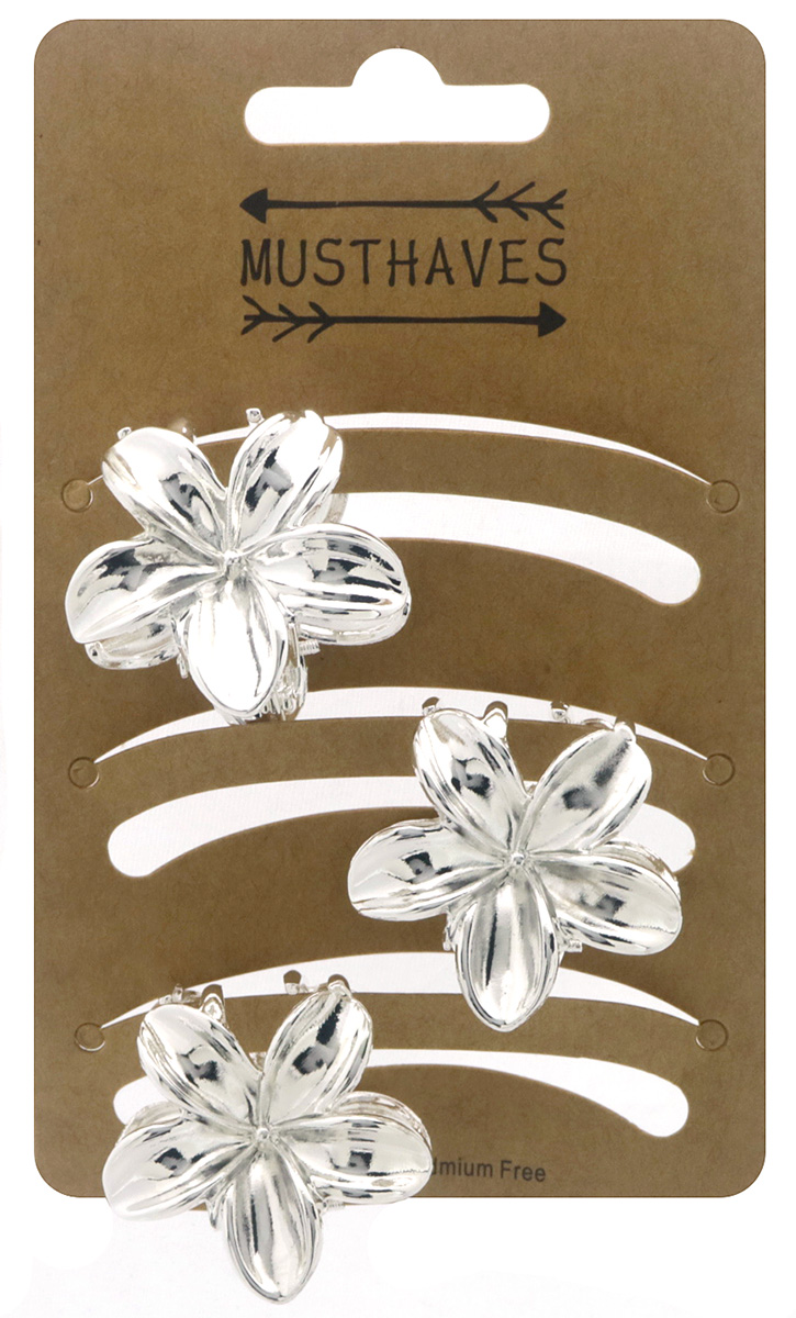 X-M5.2 H918-005-2 Hair Claw Metal 3cm Flower - 3pcs