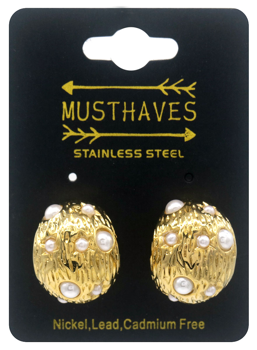 E-B15.1 E103-221G S. Steel Earrings Pearl 2cm