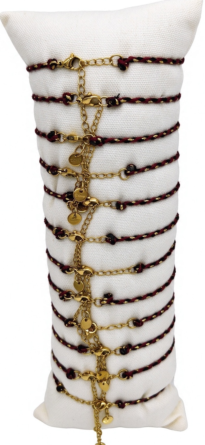 X-L7.1  B1144-066-4 S. Steel Bracelet Set - 12pcs Multi Bordeaux