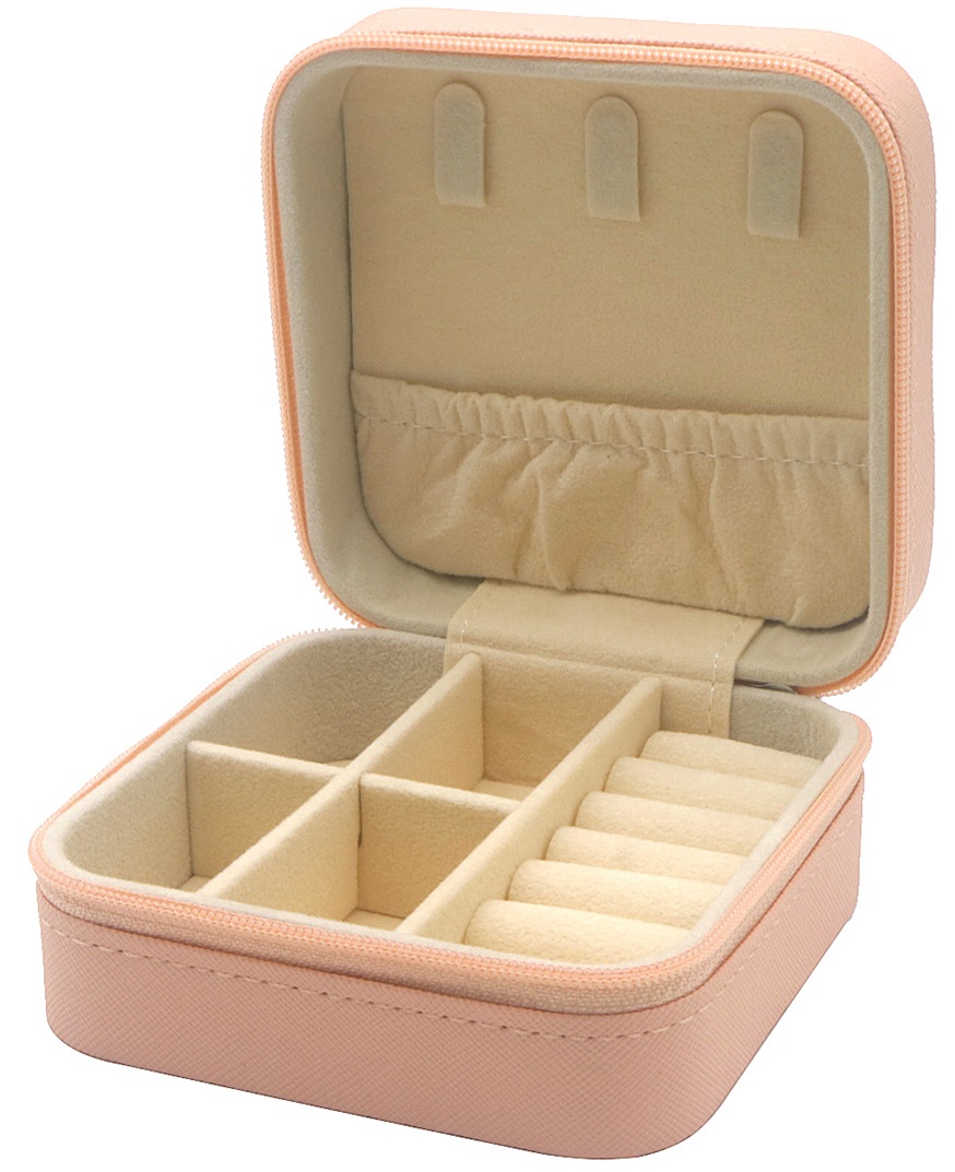 X-L5.1 PK829-012 PU Travel Case Jewelry Box 10x10x5cm Pink