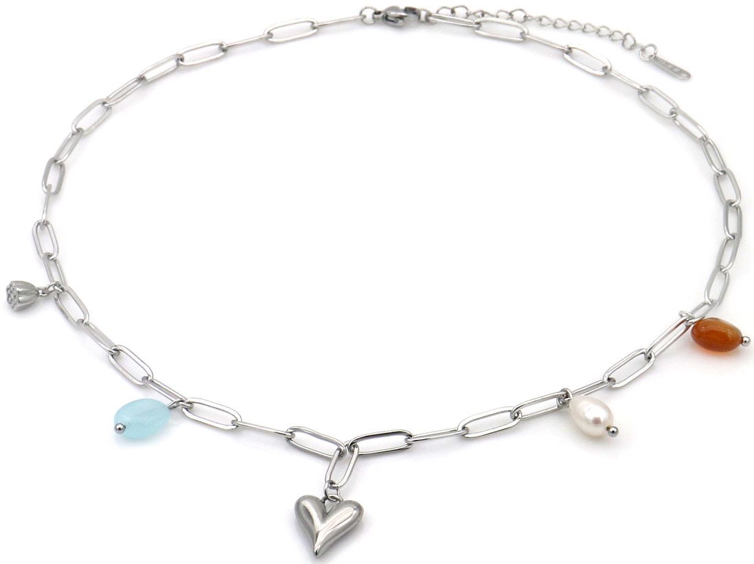 A-F15.1 N2616-013S S. Steel Necklace Heart 40-45cm