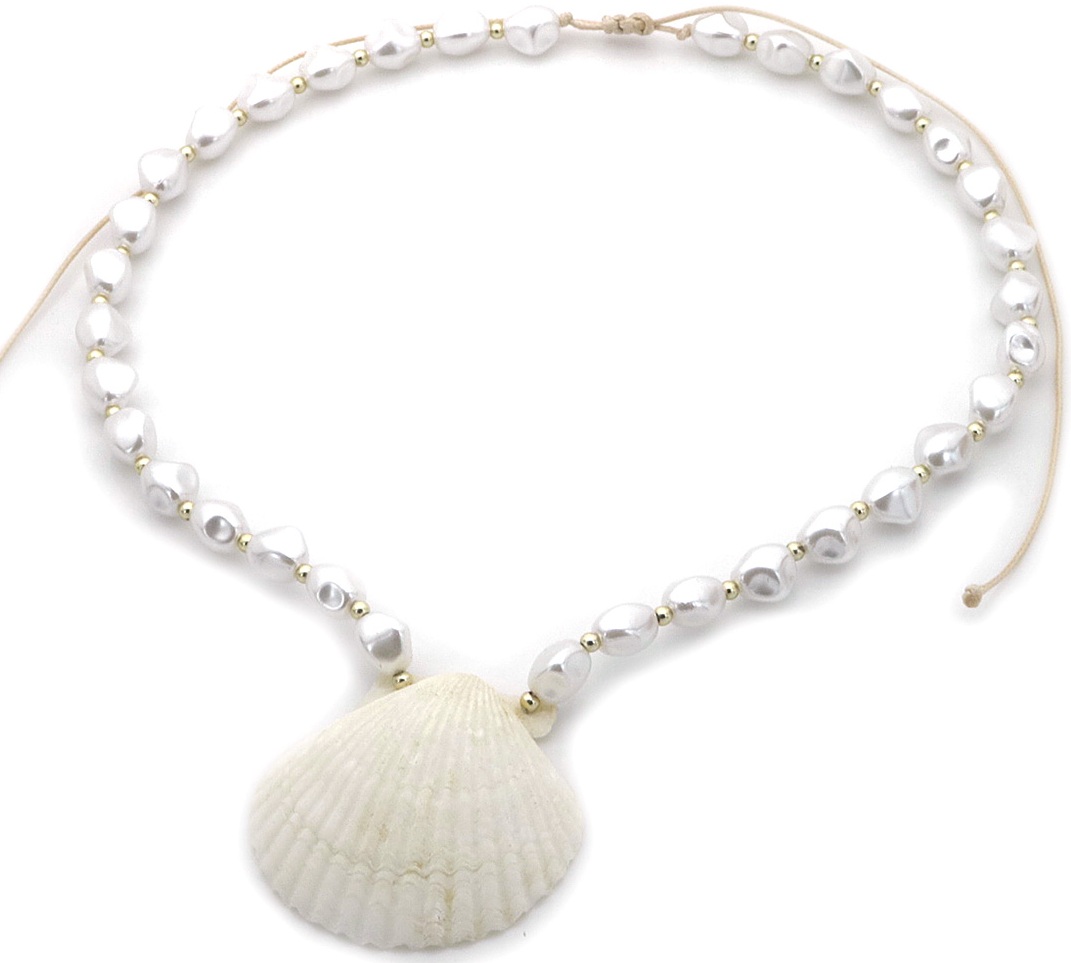 J-E3.2 N2540-062 Fashion Necklace Pearls - Shell