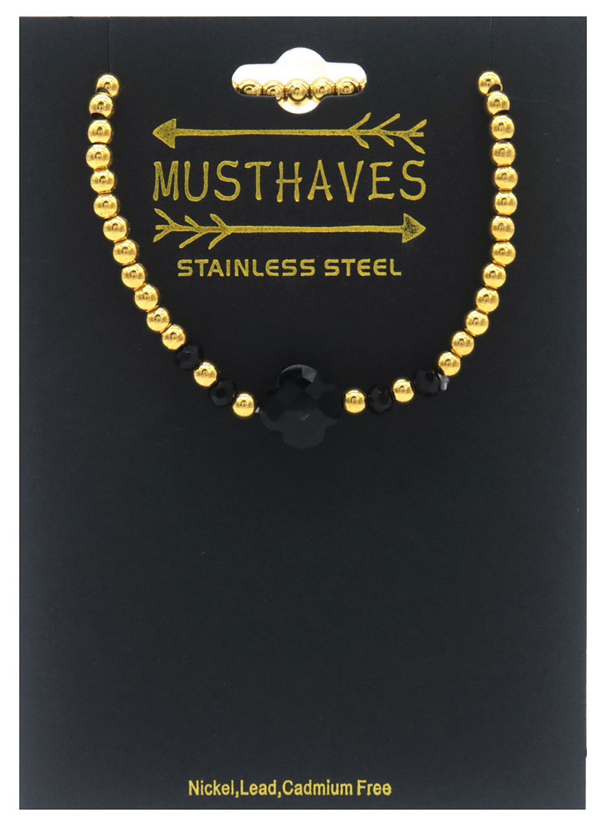 E-E6.2 B100-002-5 S. Steel Bracelet Glassbeads