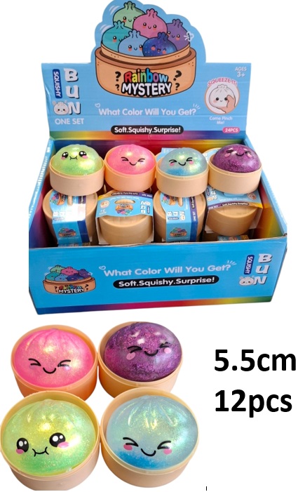 Q-O8.2 TOY004-002 Squishy Dumpling 5.5cm - 24pcs Glitter