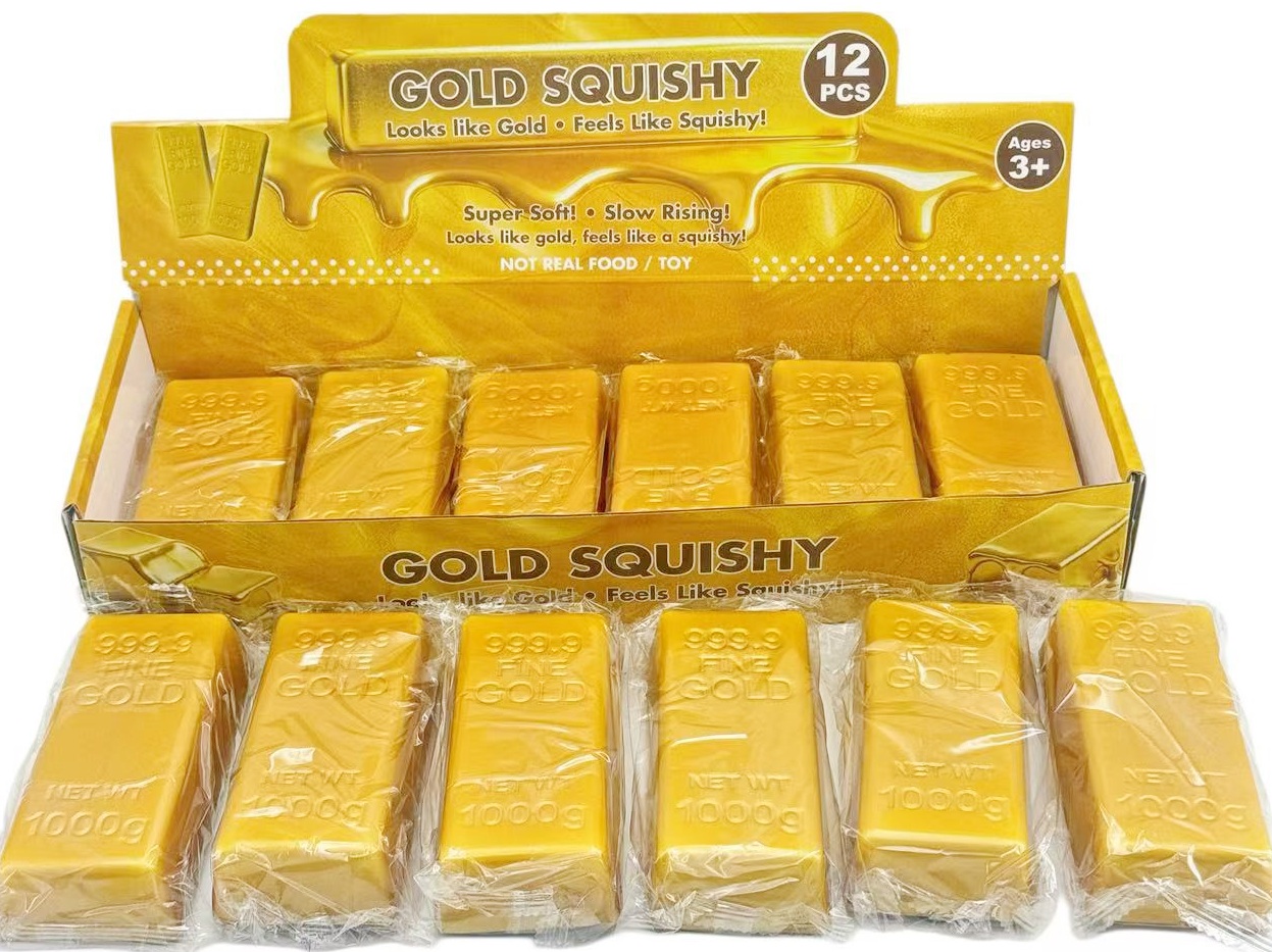R-P7.1 TOY2619-077 Squishy Slow Rising Gold Bar 13cm - 12pcs
