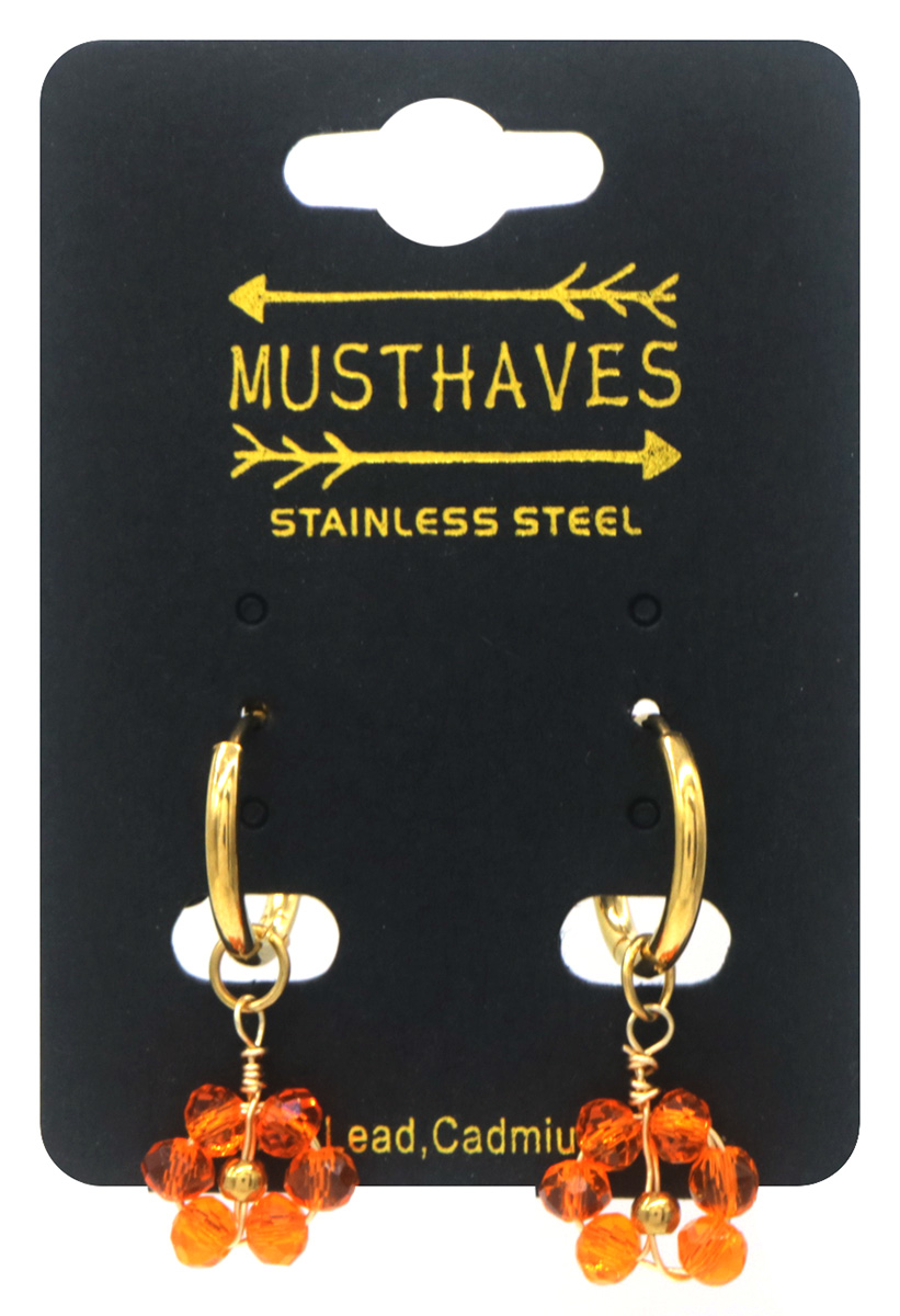 E-A17.3 E103-232-4 S. Steel Earrings Glassbeads 3x1.5cm