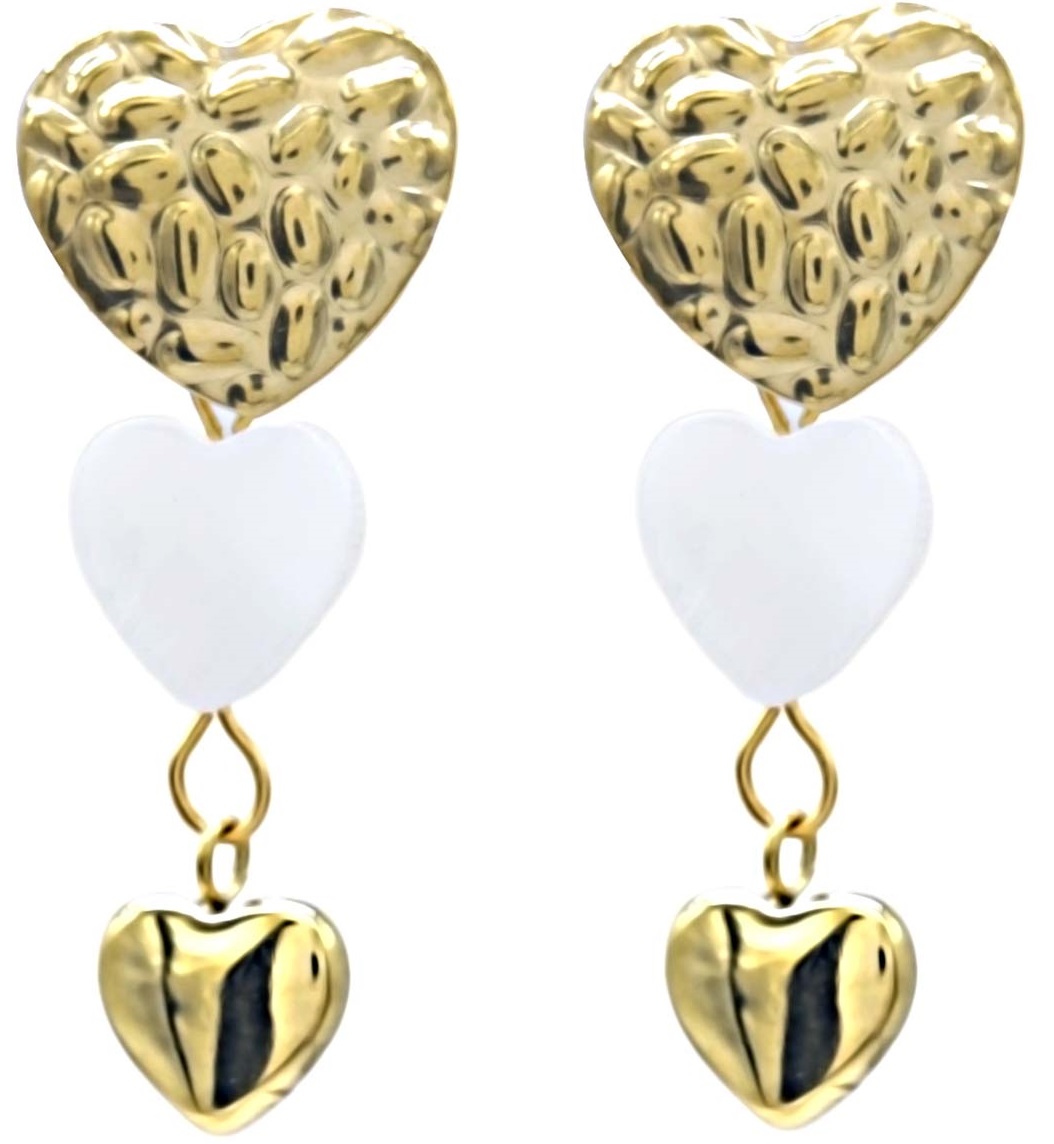 A-A18.4 E221-509G S. Steel Earrings Hearts 4cm