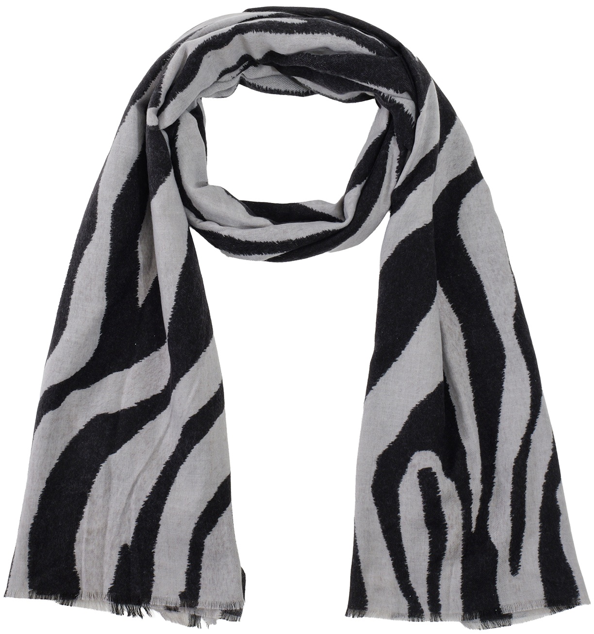 R-E4.1 R-O8.1 SCARF405-734-3 Soft Scarf Zebra 180x90cm Grey