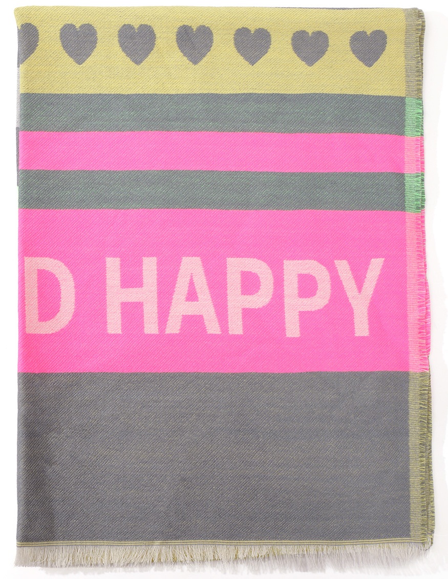 Q-G7.1  SCARF1008-001-5 Scarf Love and Happy 180x70cm Q-G7.1  SCARF1008-001-5 Scarf Love and Happy 180x70cm