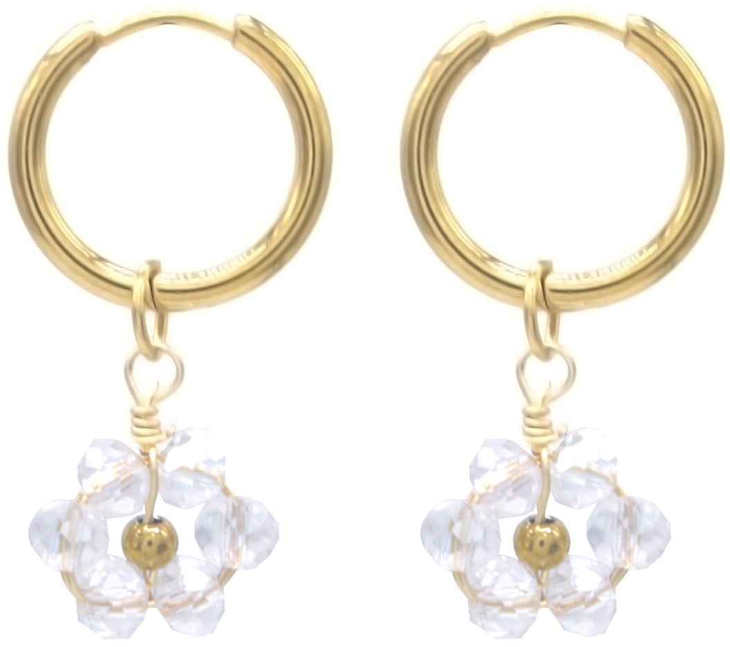 E-B4.2 E103-232-1 S. Steel Earrings Glassbeads 3x1.5cm