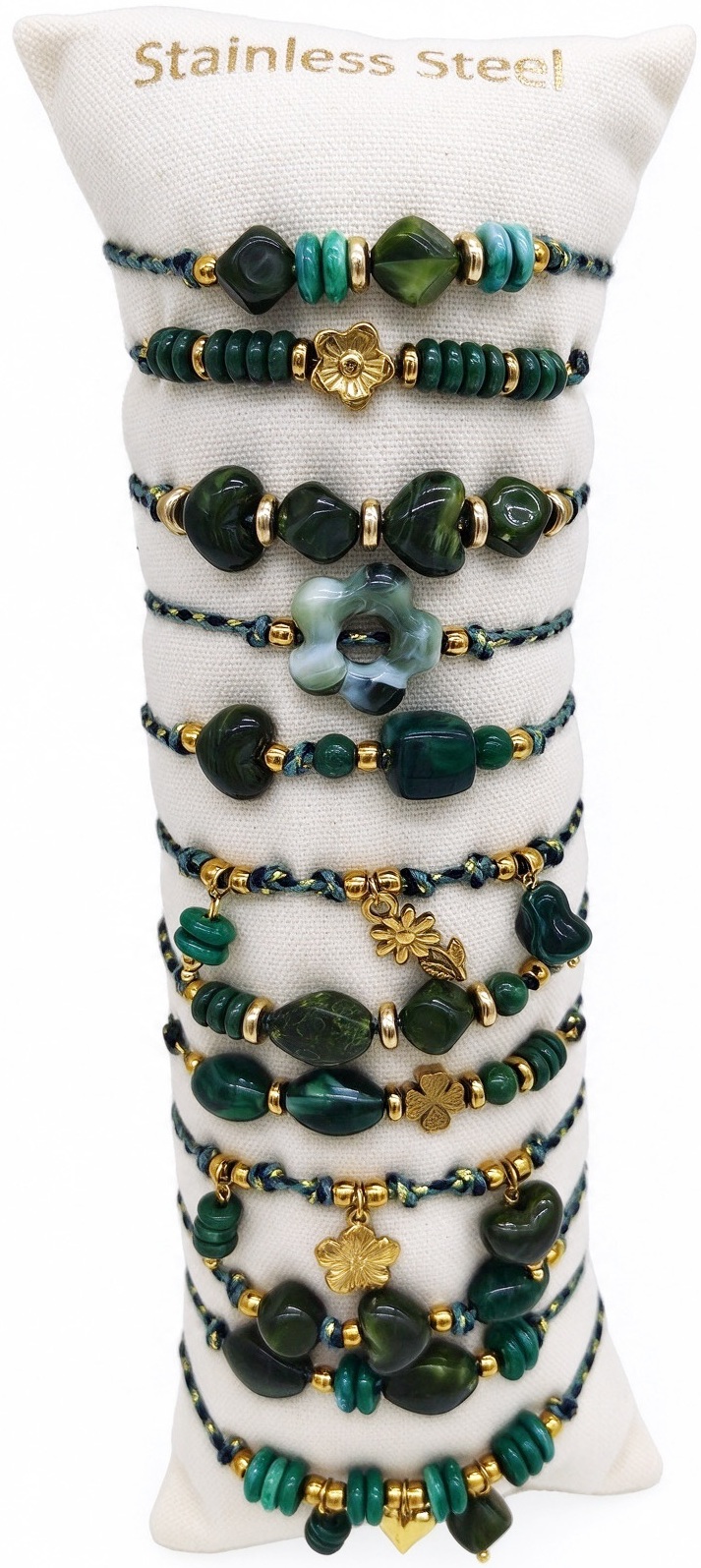 X-F6.2   B1144-066-6 S. Steel Bracelet Set - 12pcs Green
