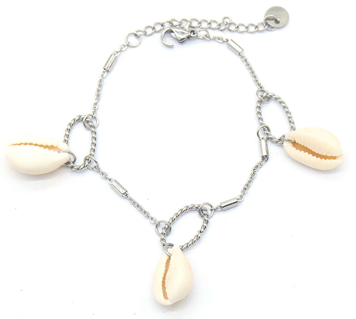 D-C21.2 B220-022S S. Steel Bracelet Shells Silver