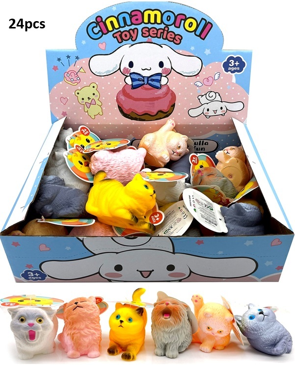 Y-B5.4 TOY1150-004 Rubber Cats 6cm - 24pcs in Display